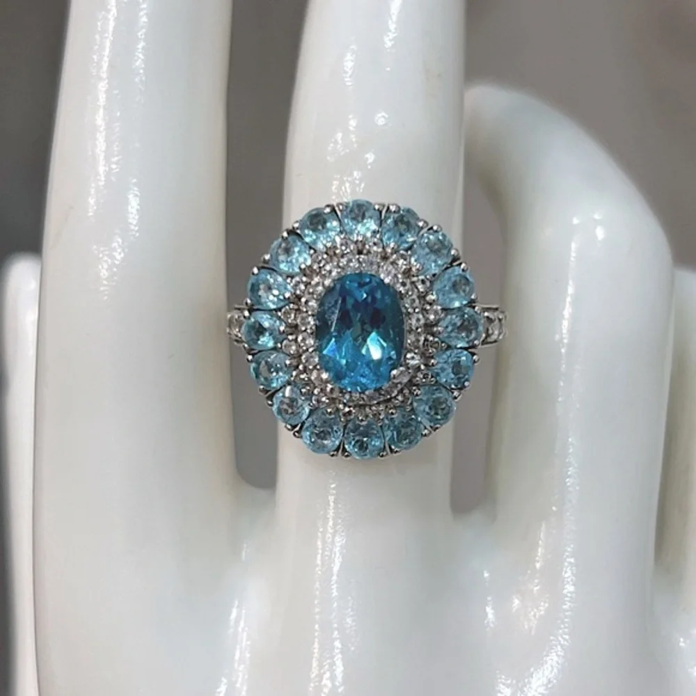 Marambaia Topaz and White Topaz Sterling Silver Cocktail Statement Ring Sz 8